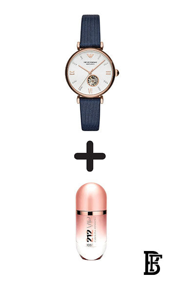 EMPORIO ARMANI Women's Gianni T Bar Water Resistant Analog Watch AR60020 - 34 mm - Blue + Gift perfume Tester 30 ml image 0