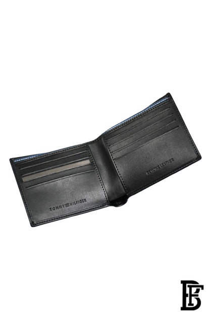 Tommy Hilfiger Wallet is a one to face solid style covered in light/black leather image 8