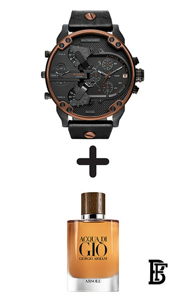 DIESEL Men's Mr. Daddy 2.0 Round Shape Leather Band Analog Wrist Watch 57 mm - Black - DZ7400 + Gift perfume Tester 30 ml image 0