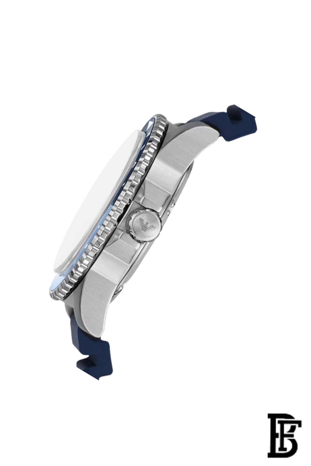 Emporio Armani AR11592 Men's Enamel Dial Silicone Strap Watch, Silver/Blue image 3