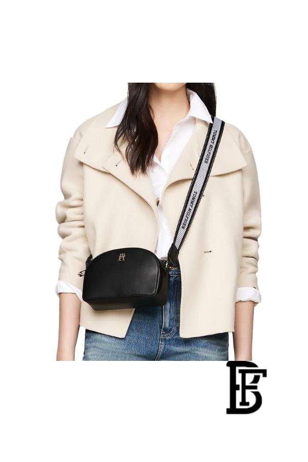 Tommy Hilfiger Black Leather Women Handbag Aw0Aw16679 – Elegant Everyday Shoulder Bag image 12