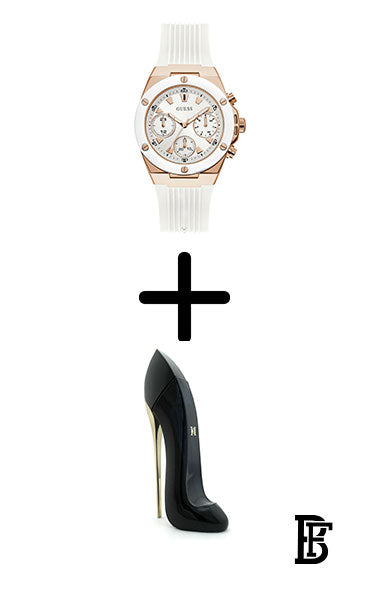 GUESS GW0030L3 39mm Multifunction Sport Watch, White/White/Rose Gold Tone, NS, ATHENA  + Gift perfume tester 30 ml image 1