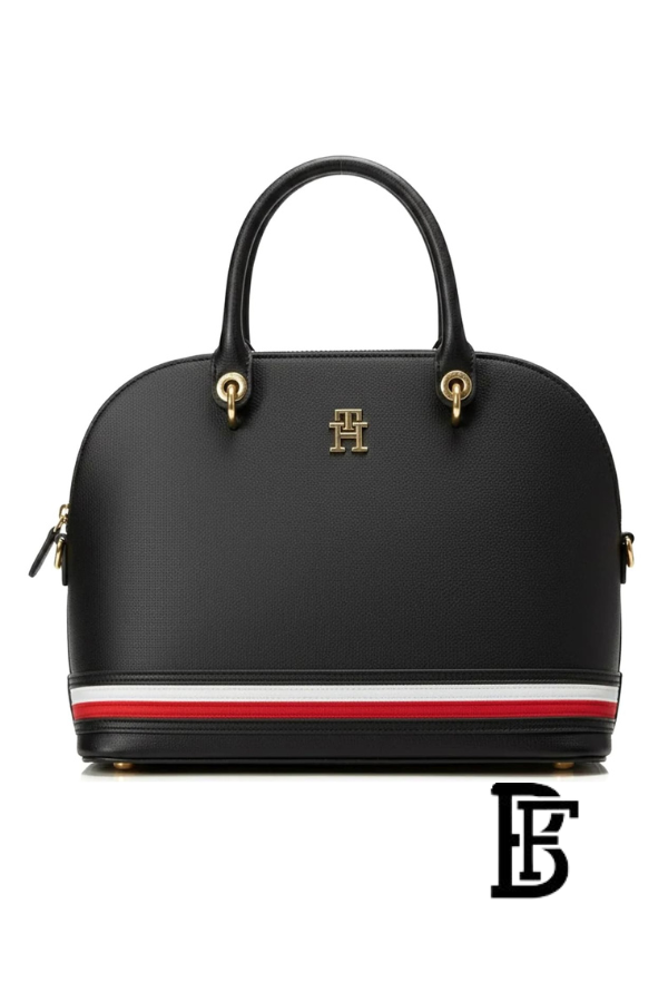 Tommy Hilfiger Black Leather Women Handbag Aw0Aw10453 – Elegant Everyday Shoulder Bag image 0