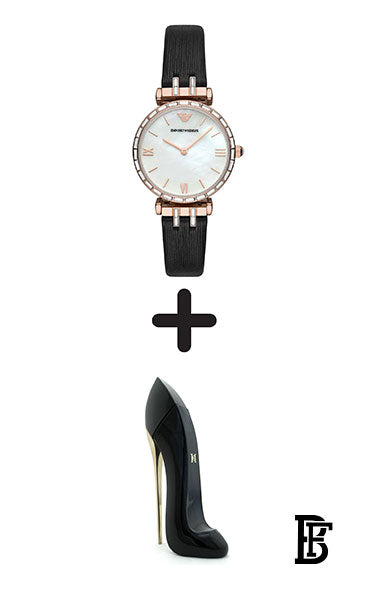 EMPORIO ARMANI Women's Gianni T Bar Leather Analog Watch AR11295 - 32 mm - Black + Gift perfume Tester 30 ml image 1