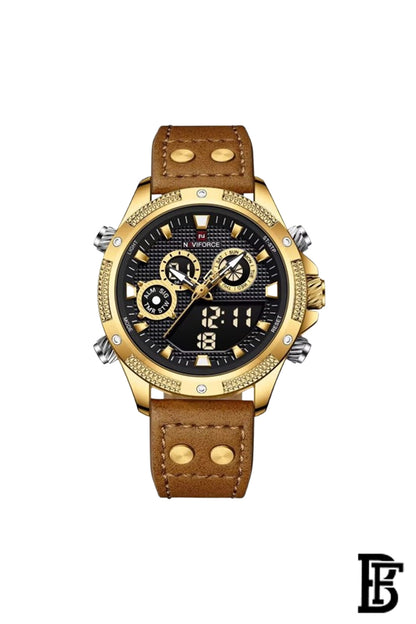 Naviforce NF9224 G/B/BN     Men's Analog Leather Watch image 1