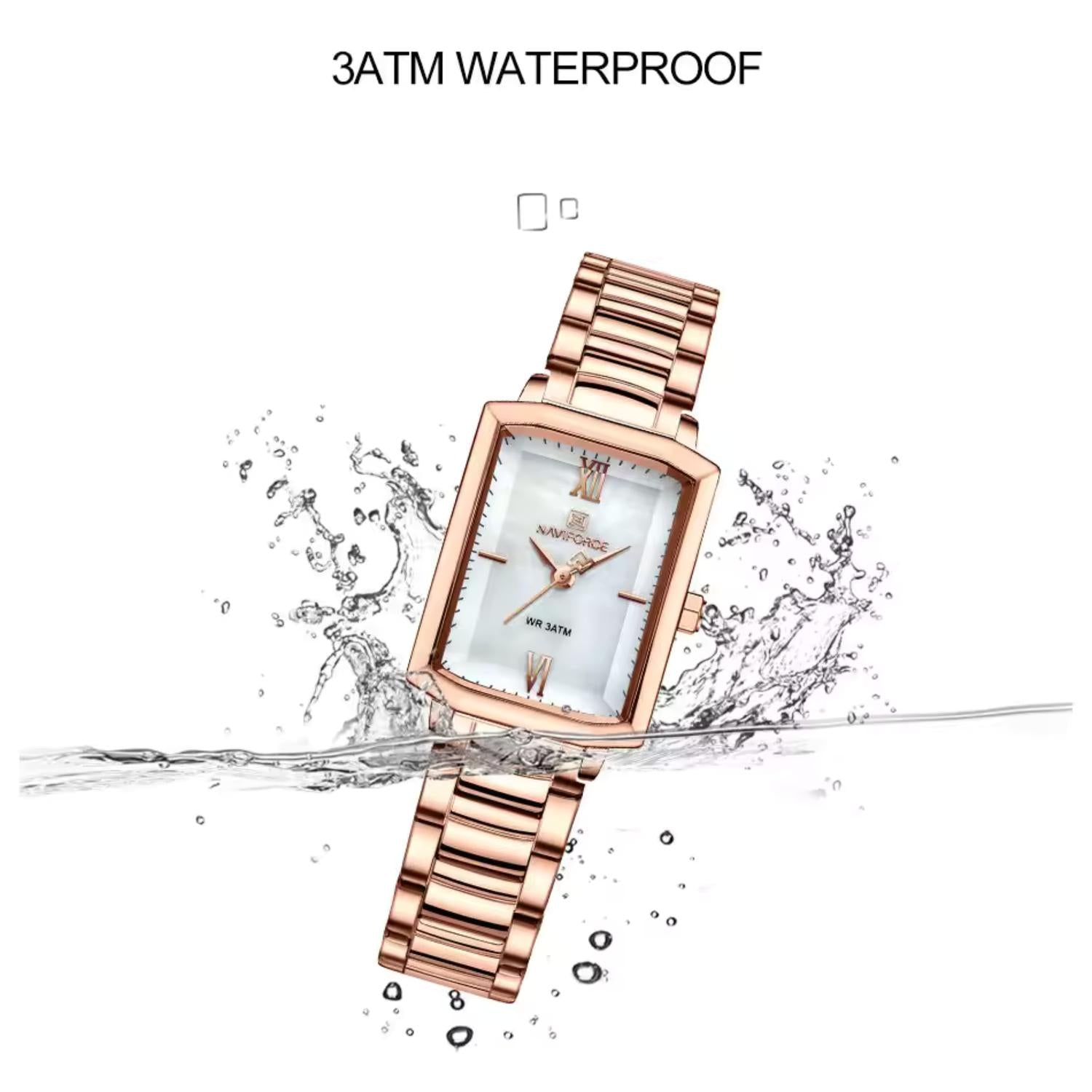 Naviforce Women Analog Watch With White Dial & Stainless Steel Bracelet, NF5039S RG/W/RG image 3