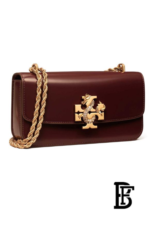 Tory Burch Burgundy Dark Red Leather Women Handbag 154785 – Elegant Everyday Shoulder Bag image 3
