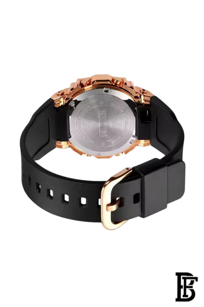 SKMEI 1796 Luxury Stainless Steel Small Metal Band Watch Waterproof Shockproof Men Women Multifunction Watch with Soft TPU Band Displays Day and Date, Digital, Gray Dial image 2