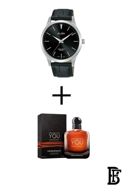 Alba ARSZ05X Men's Leather  Quartz Analog Wrist Watch      Warranty from Elaraby Group + Gift EMPORIO ARMANI Stronger With You ABSOLUTELY EDP 100ml image 0