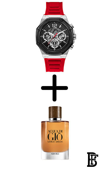 GUESS GW0263G3 Men's Momentum Chronograph Silicone Wrist Watch - 44mm - Red + Gift perfume tester 30 ml image 0