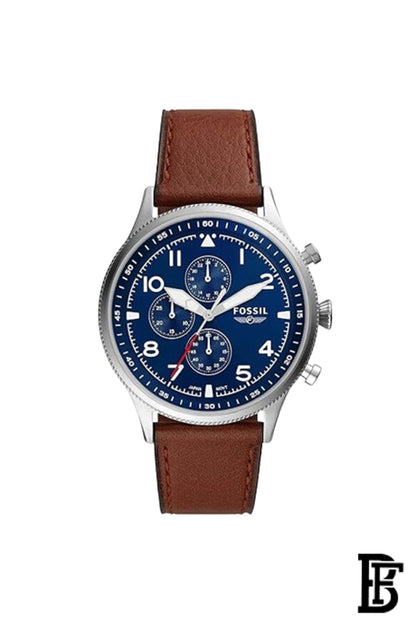 Fossil Retro Pilot Blue Dial Brown Leather Strap Watch | FS5832 image 0