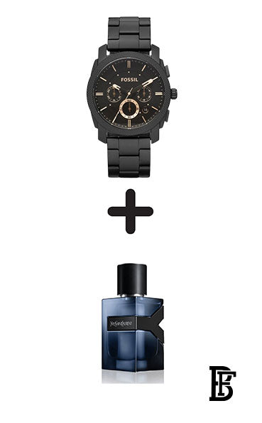 FOSSIL Men's Stainless Steel Analog Watch FS4682 - 42 mm - Black + Gift perfume tester 30 ml image 0