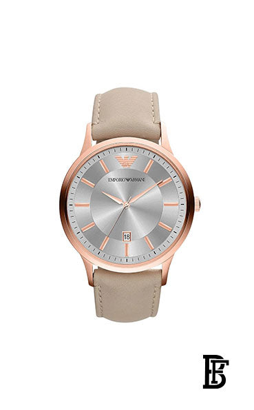 Emporio Armani Men's Classic AR2464 Silver Leather Analog Quartz Watch + Gift perfume Tester 30 ml image 2