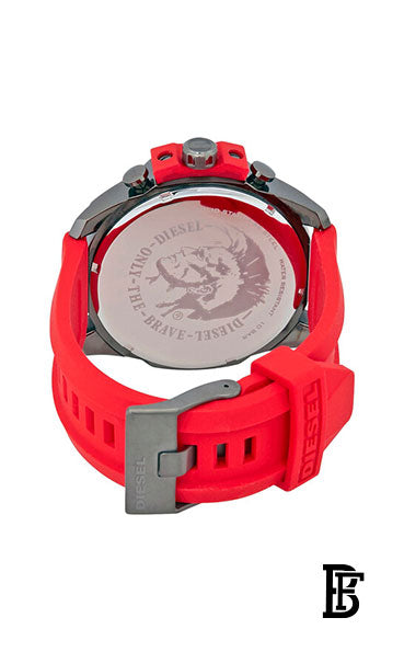 DIESEL Men's Gunmetal Round Shape Silicone Strap Chronograph Wrist Watch 52 mm - Red - DZ4427 image 3