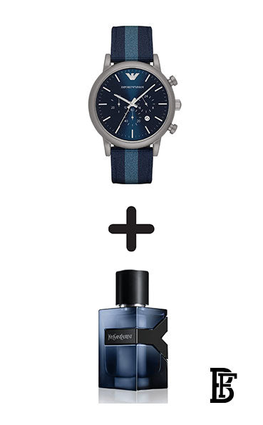 EMPORIO ARMANI Men's Fabric Analog Watch AR1949 + Gift perfume Tester 30 ml image 1