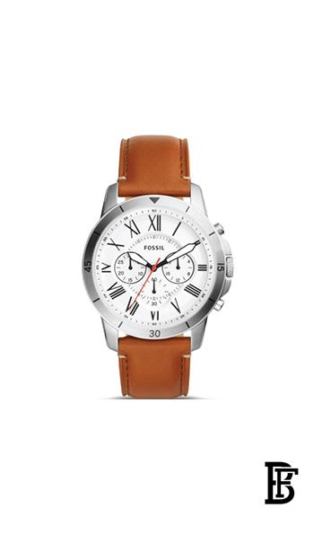 FOSSILMen's Grant White Dial Leather Band Chronograph Watch FS5060 image 2