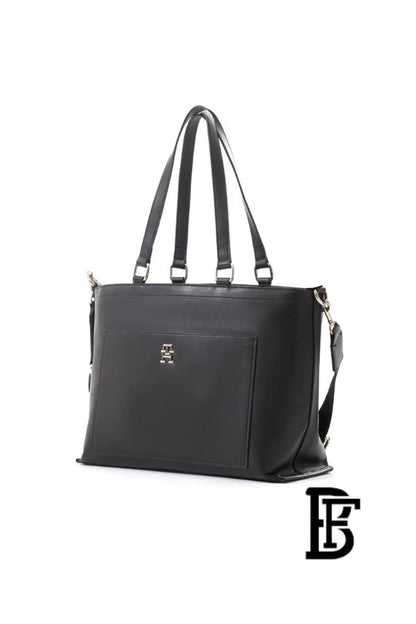 Tommy Hilfiger Black Leather Women Handbag  – Elegant Everyday Shoulder Bag image 1
