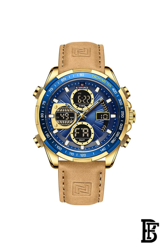 Naviforce NF9197L G/BE/Y.BN       Men's Analog Leather Watch image 0