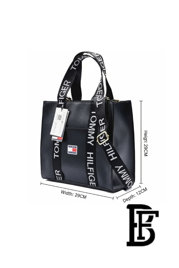 Tommy Hilfiger Black Leather Women Handbag and cross – Elegant Everyday Crossbody and hand image 5