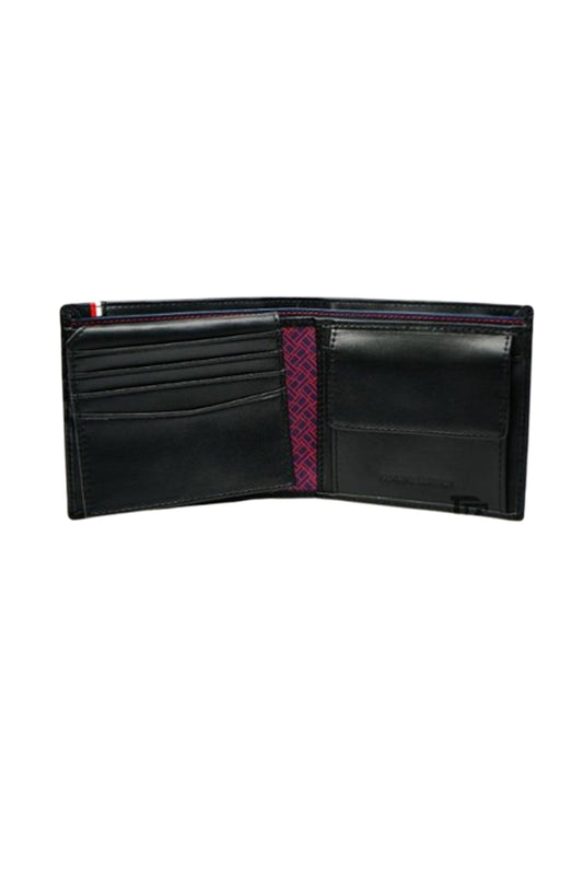 Tommy Hilfiger wallet is a one to face solid style covered in light/black leather image 3