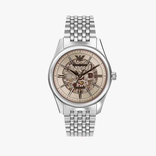 Emporio Armani Men's Watch AR60095 – Silver Dial Automatic & Stainless Steel Strap 43mm