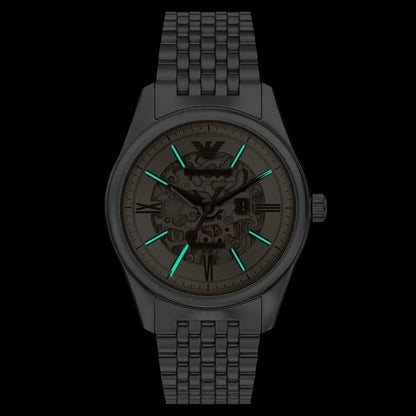 Emporio Armani Men's Watch AR60095 – Silver Dial Automatic & Stainless Steel Strap 43mm