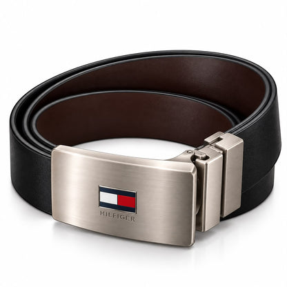 TOMMY GENUINE LEATHER SET BELT & WALLET