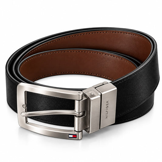 TOMMY GENUINE LEATHER SET BELT & WALLET