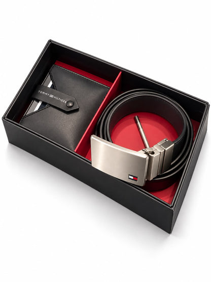 TOMMY GENUINE LEATHER SET BELT & WALLET