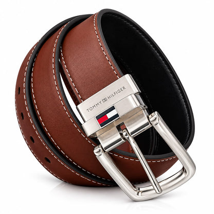 TOMMY GENUINE LEATHER SET BELT & WALLET