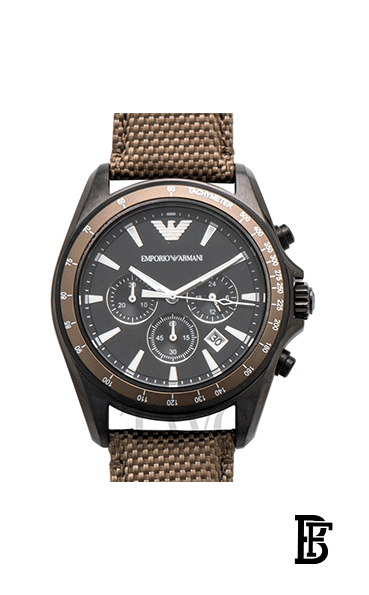 EMPORIO ARMANI Men's Leather Chronograph Buckle Watch ar6130 image 1