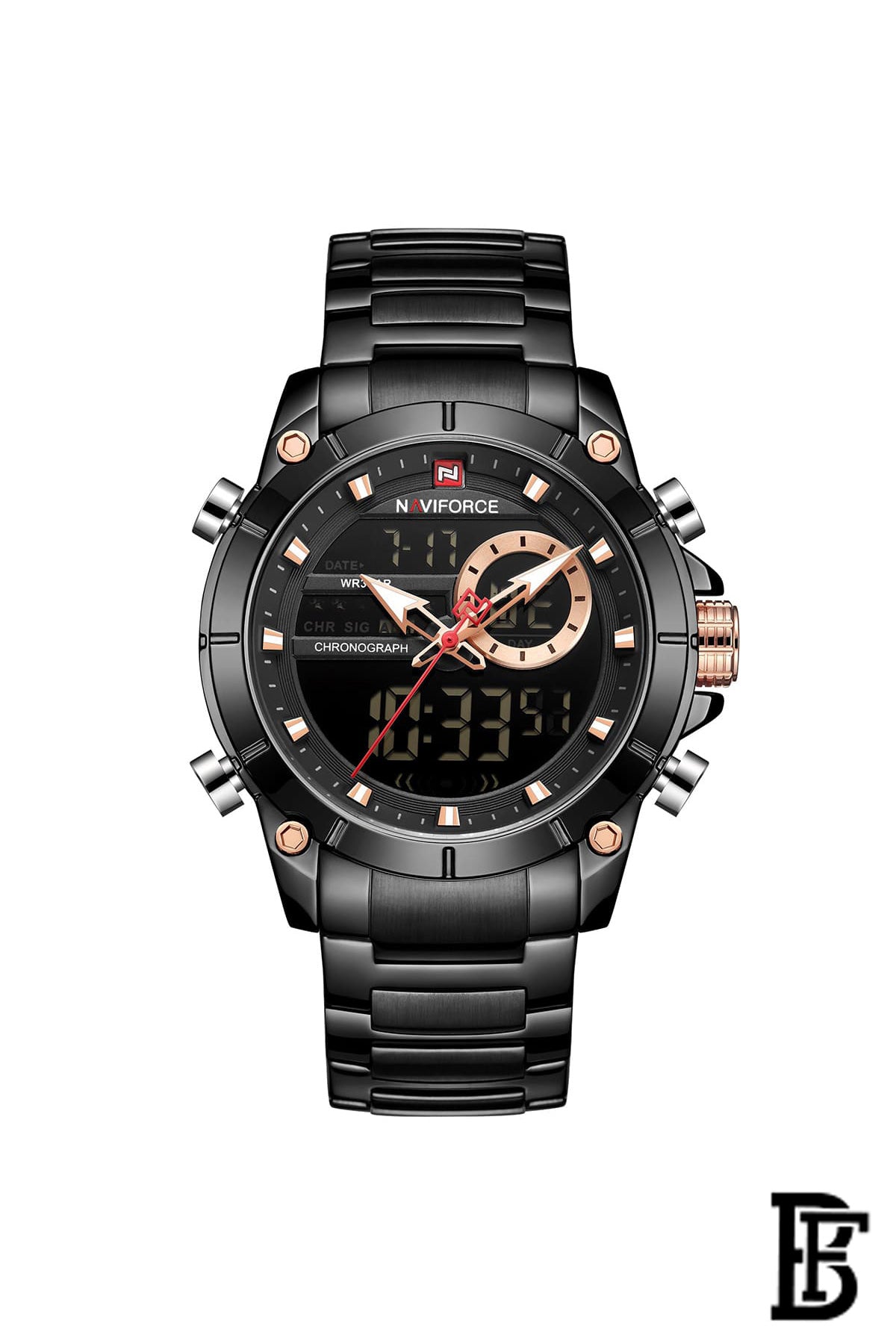 NAVIFORCE NF9163 BB MEN'S Stainless Steel Analog Wrist Watch image 1