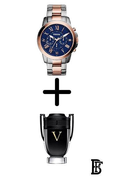 FOSSIL FS5024  Men's Water Resistant Chronograph Watch - 44 mm - Rose Gold/Silver + Gift perfume tester 30 ml image 1