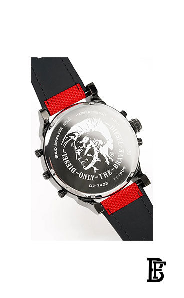 DIESEL Men's Essential Round Shape Fabric Analog Wrist Watch 57 mm - Red - DZ7423 image 3