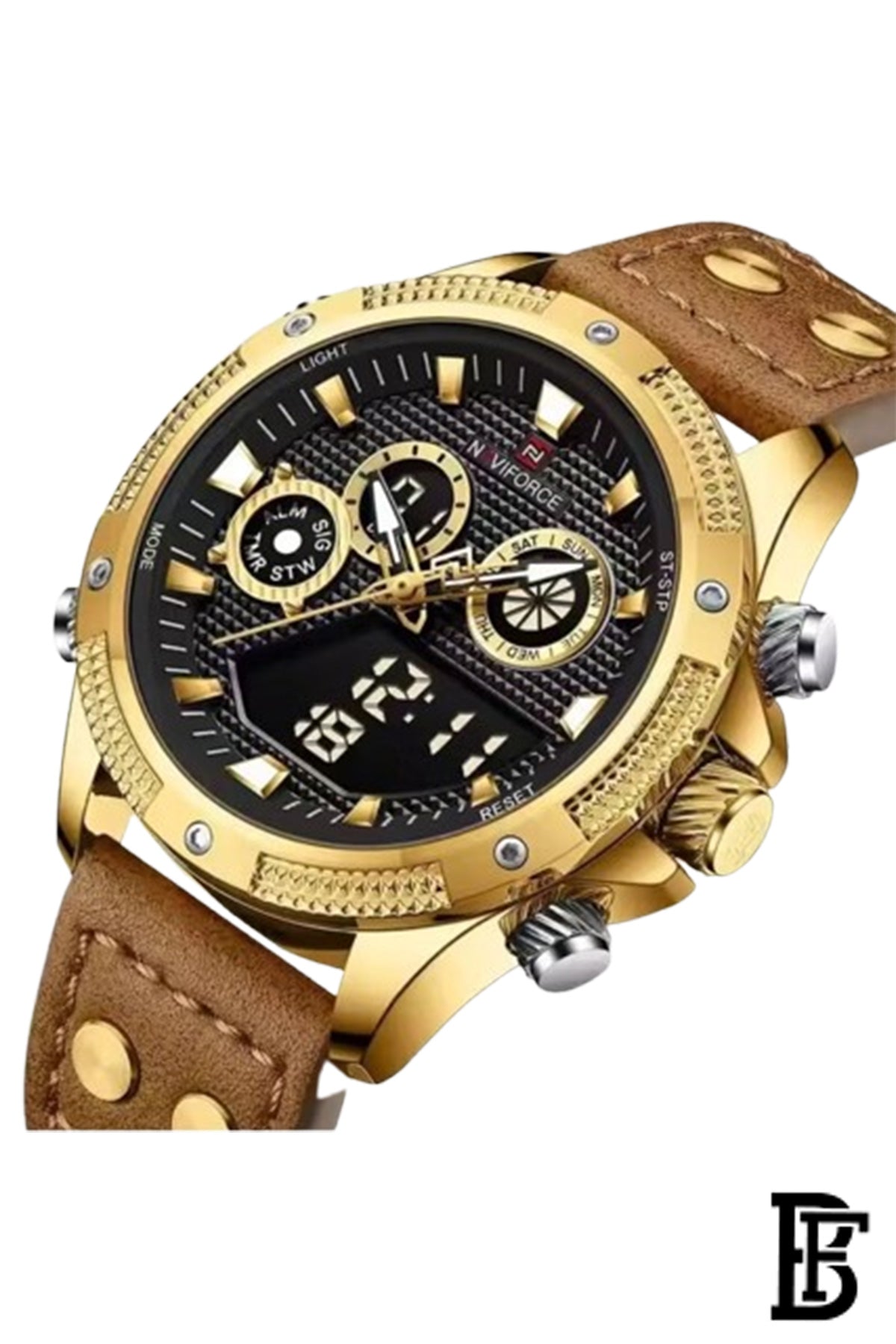 Naviforce NF9224 G/B/BN     Men's Analog Leather Watch image 2