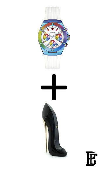 GUESS GW0030L6 Women's Stainless Steel Quartz Watch with Silicone Strap, Multicolor, 20  + Gift perfume tester 30 ml image 0