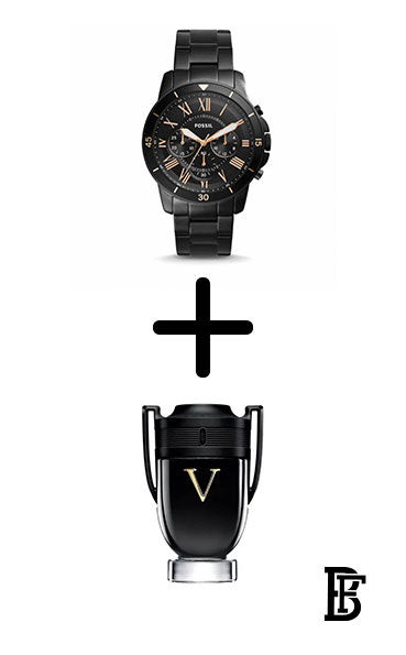 FOSSIL FS5374  Men's Grant Sport Stainless Steel Chronograph Watch - 44 mm - Black + Gift perfume tester 30 ml image 1