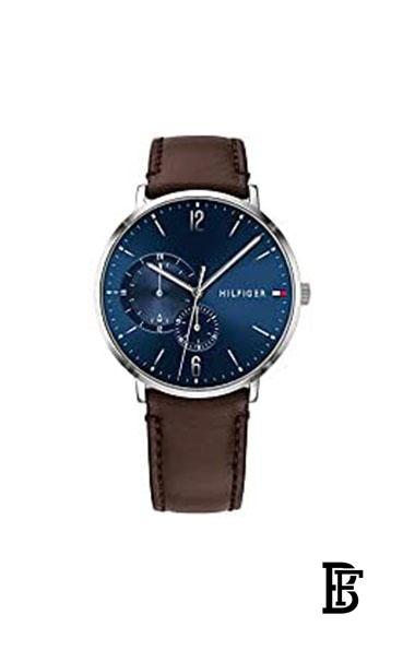 TOMMY HILFIGERMen's Round Shape Leather Band Analog Wrist Watch 40 mm - Brown - 1791508 image 0