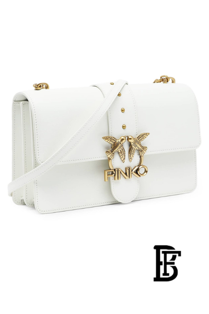 Pinko  White  Leather Women Handbag 7 Cl Pe 21 Pltt 1P228G Y6Xt – Elegant Everyday Shoulder Bag image 3