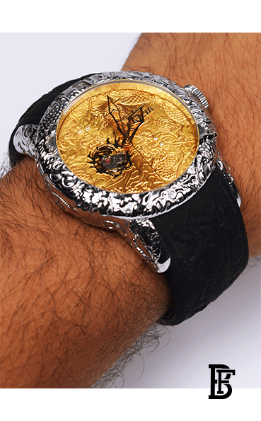 Invicta Men's 50mm Empire Dragon Automatic Crystal Accented Sapphire Crystal Gold Tone Silicone Strap Watch image 2