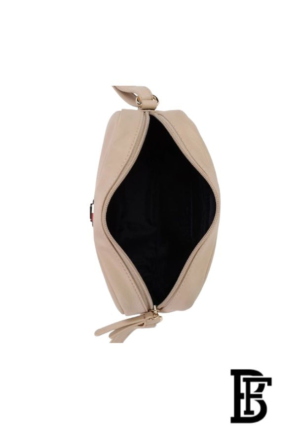 Tommy Hilfiger Solid Beige Nylon Sling Bag with Adjustable Strap image 5