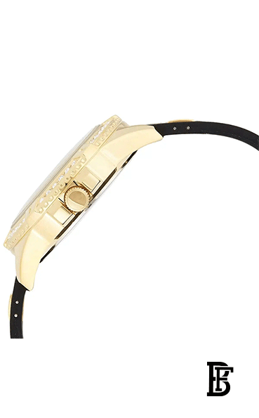 GUESS - W1160L1 - WATCH FOR LADIES GOLD GOLD WITH CRYSTAL STAINLESS STEEL - CHAMPAGNE - BLACK SILICONE STRAP image 2