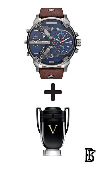 DIESEL Men's Mr. Daddy 2.0 Round Shape Leather Band Chronograph Wrist Watch 57 mm - Brown - DZ7314 + Gift perfume Tester 30 ml image 1