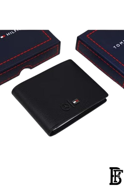 Tommy Hilfiger Men's Black Leather Wallet with Classic Mercedes Flag image 0