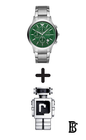 Emporio Armani Men's Chronograph Stainless Steel Watch (Model: AR11507), Silver + Gift perfume Tester 30 ml image 1