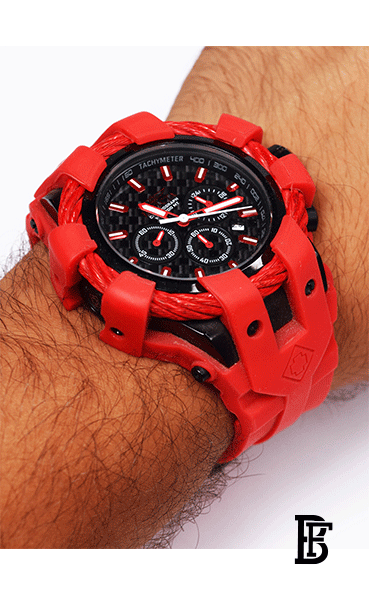 Invicta Men's 'Bolt' Quartz Stainless Steel and Silicone Casual Watch, Color:Red image 2