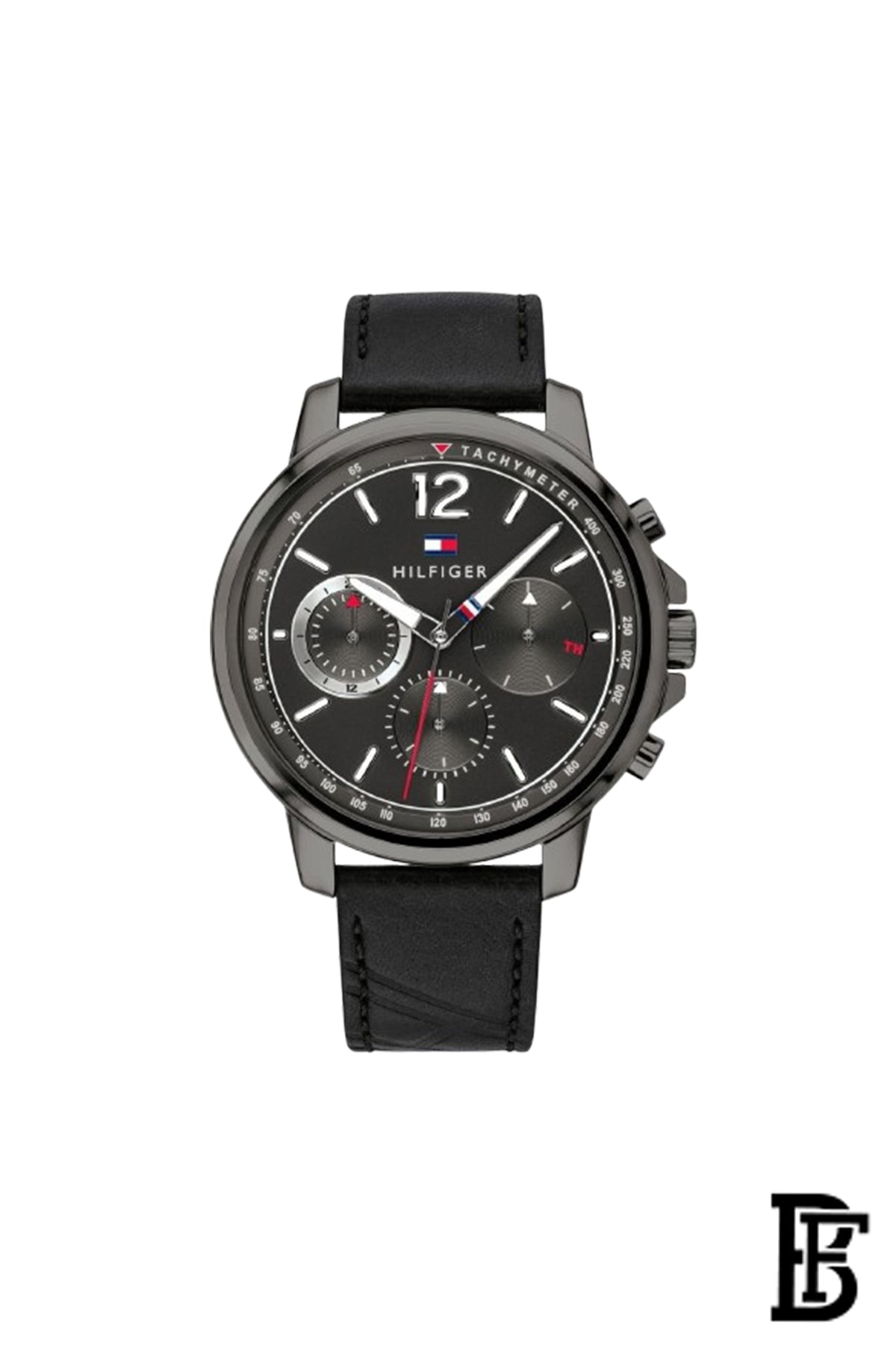 tommy hilfiger Men's Landon Round Shape Leather Band Analog Wrist Watch 44 mm - Black - 1791533 image 1
