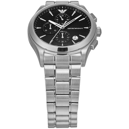 Emperio Silver Steel Watch with Black Dial and Chronograph For Men AR11602