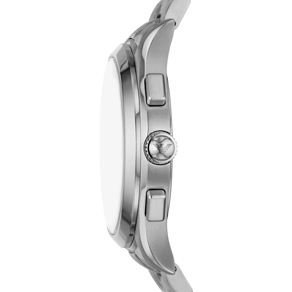 Emperio Silver Steel Watch with Black Dial and Chronograph For Men AR11602