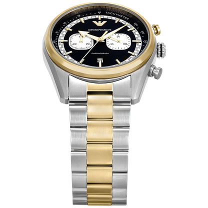 Emporio Armani Racer Chronograph Watch for Men AR11678 – Black Dial, Two-Tone Stainless Steel